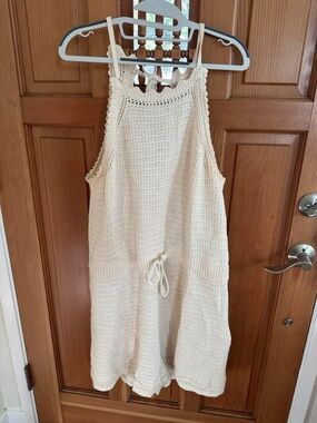 Universal Thread Cream Crochet Knit Romper